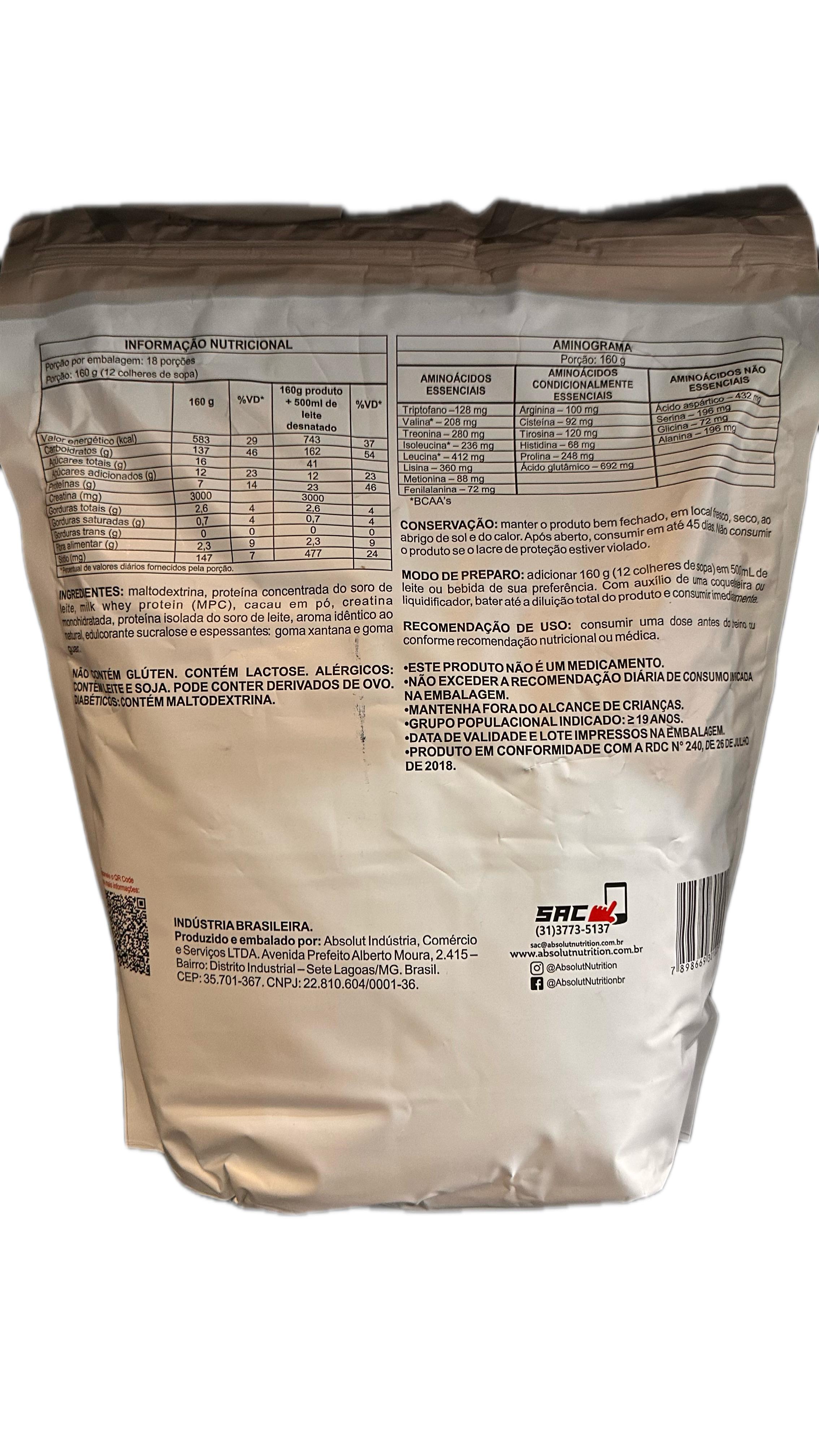 ULTRA MASSA ABSOLUT HIPERCALÓRICO SABOR CHOCOLATE BLUSTER NUTITION 3KG 2