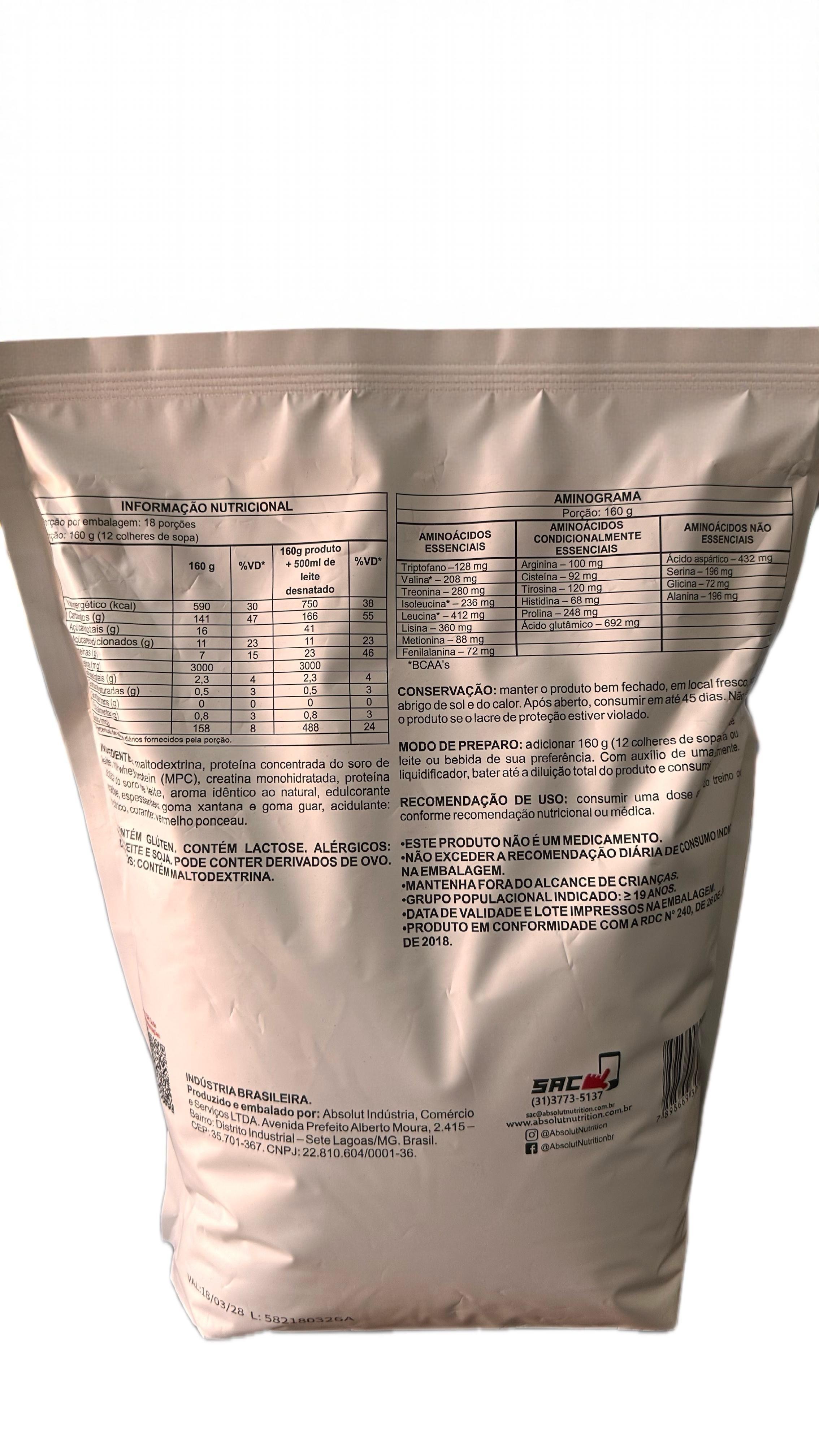 ULTRA MASS REINFORCE SABOR MORANGO ABSOLUT NUTRITION 3KG 2