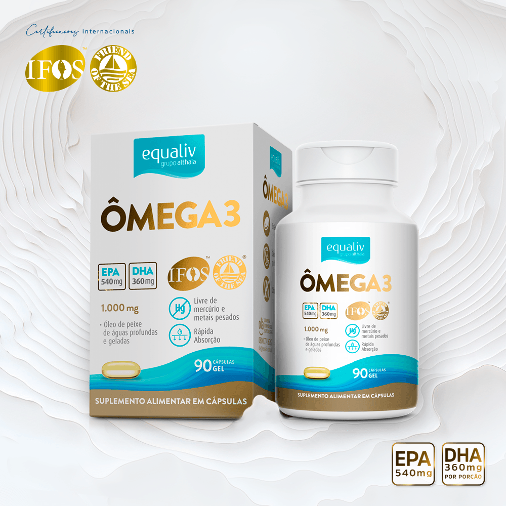 ÔMEGA 3 1000MG EQUALIV CAIXA 90 CÁPSULAS GEL